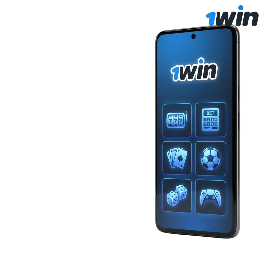 1win Android app interface showing sports betting and casino games available for mobile download