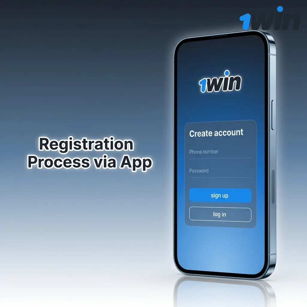 Mobile app registration screen showing sign-up form with fields for phone number, email, and password verification