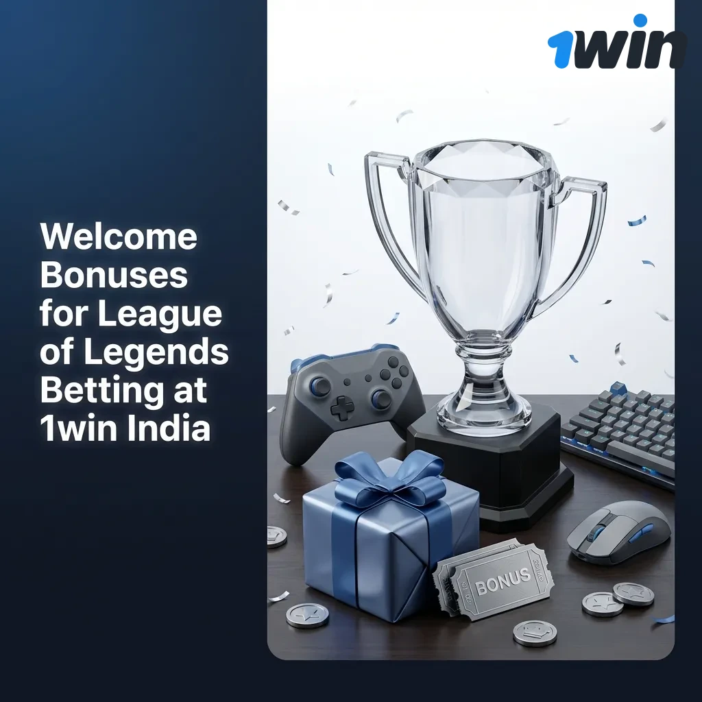 Indian player claiming 500% welcome bonus up to ₹75,000 for League of Legends betting at 1win online sportsbook